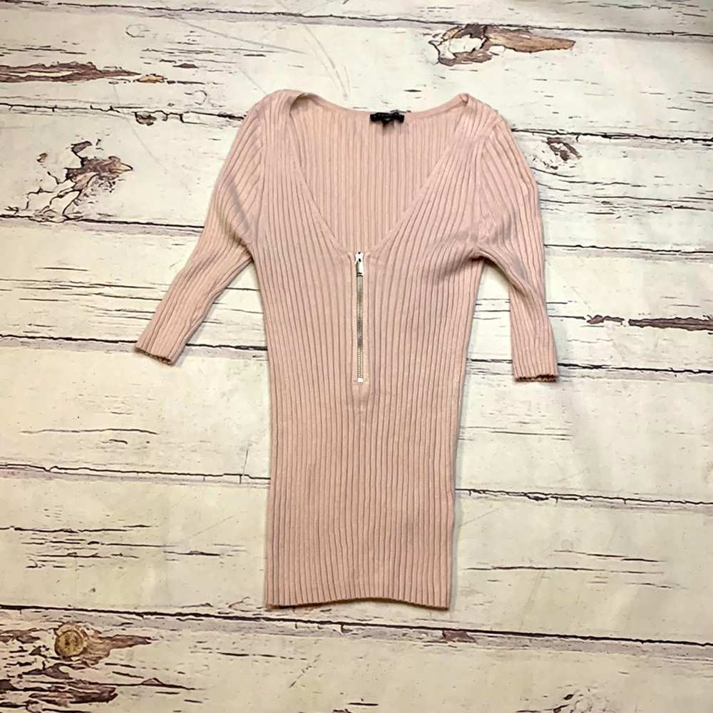 Express, light pink, half sleeve ribbed shirt, Extra Small.